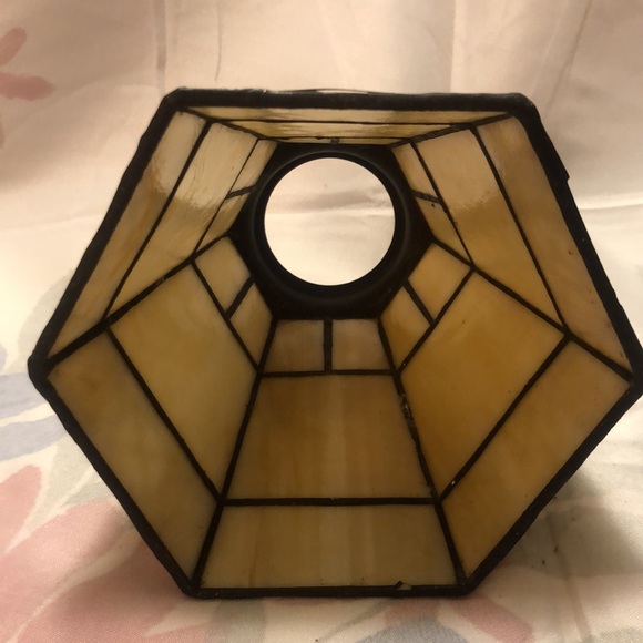 Ceiling Light Six-Sided Slag Stained Glass Shade 5”x5.5” - Picture 2 of 5